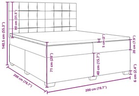 Κρεβάτι Boxspring με Στρώμα Σκούρο Γκρι 200x200 εκ. Βελούδινο - Γκρι