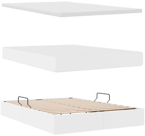 vidaXL Κρεβάτι Αποθήκης Καθαρό Λευκό 140 x 200 cm Τεχνητό Δέρμα