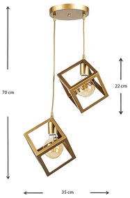 Φωτιστικό οροφής Thora Megapap E27 μεταλλικό δίφωτο χρώμα χρυσό ματ 22x22x70εκ.
