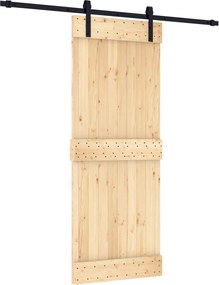 vidaXL Συρόμενη Πόρτα Φυσικό και Μαύρο 80 x 210 cm