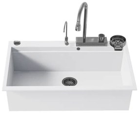 Sanitec Ultra Granite 850 Quartz Multi Ένθετος Γρανιτένιος Νεροχύτης 79Χ50cm Bianco (Inox accessories)