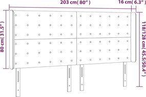 vidaXL Κεφαλάρι Κρεβατιού LED Λευκό 203x16x118/128 εκ. Συνθετ. Δέρμα