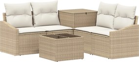 vidaXL Σετ Καναπέ 6 τμχ. Μπεζ και Κρέμ 55 x 55 x 37 εκ
