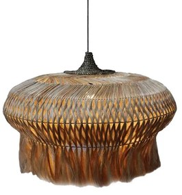 Φωτιστικό οροφής Pozarne Inart abaca ξύλο σε φυσικό χρώμα Φ90x55εκ 90x90x55 εκ.