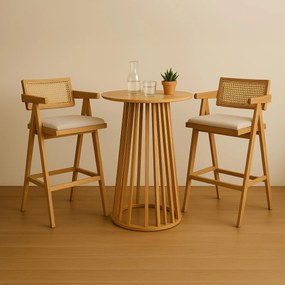 Τραπέζι μπαρ Fugol mdf φυσικό Φ60x105εκ 60x60x105 εκ.