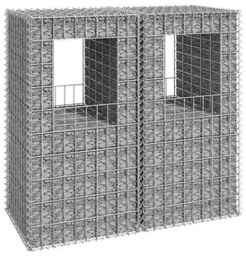 Συρματοκιβώτια Στύλοι 2 τεμ. 50 x 50 x 100 εκ. Σιδερένιοι - Ασήμι