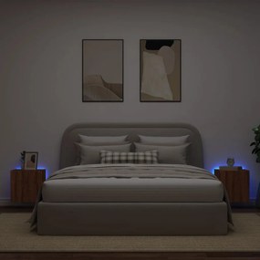 vidaXL Έπιπλα Τοίχου Τηλεόρασης LED 2 Τεμ. Καφέ Δρυς 40,5x35x40εκ.