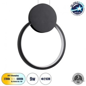 Κρεμαστό Φωτιστικό Οροφής LED 9W 1080lm CYCLOS Globostar 61073 Μαύρο