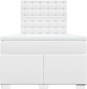 vidaXL Κρεβάτι Boxspring με Στρώμα Λευκό 120x190εκ.από Συνθετικό Δέρμα