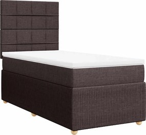 vidaXL Κρεβάτι Boxspring με Στρώμα Σκούρο Καφέ 100x200 εκ. Υφασμάτινο