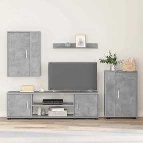 vidaXL Σετ 4 τεμαχίων για ντουλάπα τηλεόρασης 4 pcs Γκρι σκυροδέματος