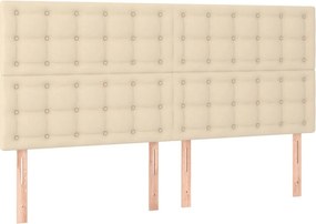 vidaXL Κρεβάτι Boxspring με Στρώμα &amp; LED Κρεμ 200x200 εκ. Υφασμάτινο