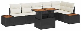 vidaXL Σέτ φαγητού για κήπο 7 pcs Μαύρο, Μπεζ 100 x 55 x 73 εκ
