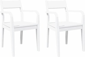 vidaXL Καρέκλες τραπεζαρίας 2 τεμάχια Λευκό μασίφ ξύλο καουτσούκ