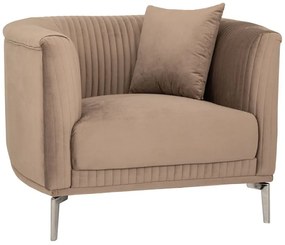 Πολυθρόνα Βελούδινη 88046 105x91x75cm Silver-Brown