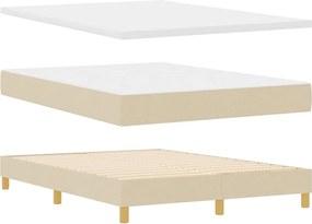 vidaXL Κρεβάτι με ελατήρια με μαξιλάρι Κρεμ 140 x 200 cm ύφασμα