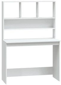 vidaXL Γραφείο με Ράφια Λευκό 102x45x148 εκ. από Επεξεργασμένο Ξύλο