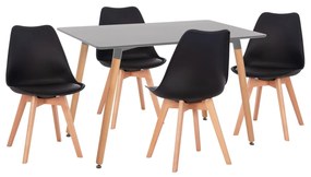 Σετ τραπεζαρίας VEGAS C21185 5τμχ MDF TOP Μαύρο &amp; Καρέκλες Μαύρο - Φυσικό Οξιάς 120x60x74 εκ.