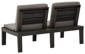 vidaXL Παγκάκια Κήπου 2 τεμ. Γκρι Πλαστικά με Μαξιλάρια