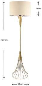 Φωτιστικό δαπέδου Olde Megapap E27 μεταλλικό - υφασμάτινο χρώμα χρυσό - μπεζ 33x33x127εκ. - Μέταλλο - GP030-0093,2