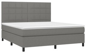 vidaXL Κρεβάτι Boxspring με Στρώμα &amp; LED Σκ.Γκρι 180x200 εκ Υφασμάτινο