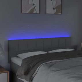 Κεφαλάρι Κρεβατιού LED Ανοιχτό Γκρι 144x5x78/88 εκ. Υφασμάτινο - Γκρι