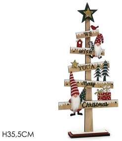 Δεντράκι Διακοσμητικό Με Πινακίδες -We Wish You A Merry Christmas- Φυσικό/Κόκκινο Ξύλο 35.5cm