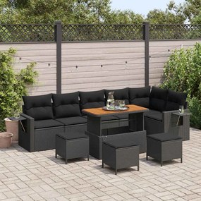 vidaXL Σετ Καναπέ Κήπου Ρυθμιζόμενο ύψος 10 pcs Μαύρο συνθετικό ρατάν