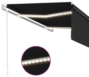 vidaXL Τέντα Αυτόματη με Σκίαστρο/LED/Αισθ. Ανέμου Ανθρακί 4,5 x 3 μ.