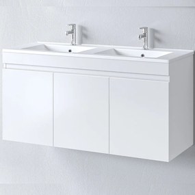 Έπιπλο Μπάνιου Πάγκος Με Διπλό Νιπτήρα Omega 120 S3BOM120GL0D 120*46*60cm White Πορσελάνη,Μελαμίνη