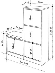 Παπουτσοθήκη μελαμίνης Dude Megapap χρώμα μαύρο 104,8x26x118,5εκ.