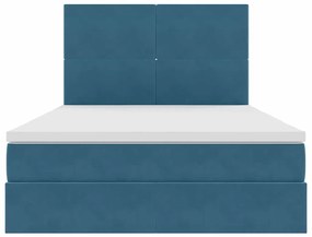 vidaXL Κρεβάτι με αποθηκευτικό χώρο και LED Σκούρο Μπλε 140 x 200 cm