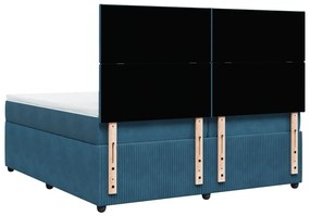 Κρεβάτι Boxspring με Στρώμα Μπλε 200x200 εκ. Βελούδινο - Μπλε