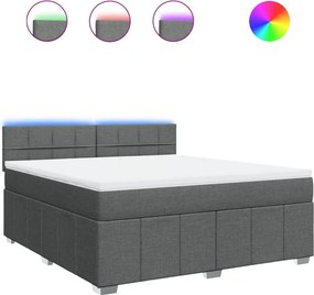 vidaXL Κρεβάτι Boxspring με Στρώμα Σκούρο Γκρι 180x200 εκ Υφασμάτιν