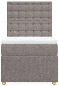 vidaXL Κρεβάτι Boxspring με Στρώμα Taupe 90x190 εκ.Υφασμάτινο