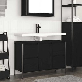 ντουλάπι νιπτήρα με συρτάρια Μαύρη δρυς 90x34,5x60 εκ. 861887