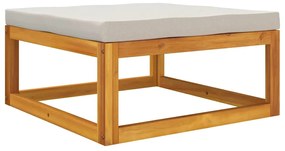 vidaXL Υποπόδιο Κήπου Μασίφ Ξύλο Ακακίας με Ανοιχτό Γκρι Μαξιλάρι