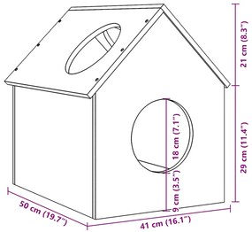 vidaXL σπιτάκι για γάτες λευκό 41x50x50 cm από μασίφ ξύλο πεύκο