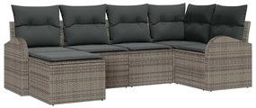 vidaXL Σετ Καναπέ Κήπου με μαξιλάρι 6 pcs Γκρι Πολυ ράταν
