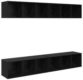 vidaXL Τηλεοπτική Κάβα Τοίχου 4 pcs Μαύρη δρυς 37 x 37 x 107.5 εκ