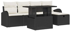 vidaXL Σετ Καναπέ Κήπου με μαξιλάρι 6 pcs Μαύρο Πολυ ράταν
