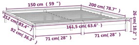 Πλαίσιο Κρεβατιού με LED 150 x 200 εκ. King Size Μασίφ Ξύλο - Καφέ