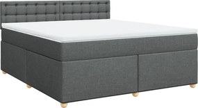 vidaXL Κρεβάτι Boxspring με Στρώμα Σκούρο Γκρι 180x200 εκ Υφασμάτιν