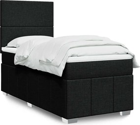 vidaXL Κρεβάτι Boxspring με Στρώμα Μαύρο 100 x 200 εκ. Υφασμάτινο