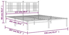 ΠΛΑΙΣΙΟ ΚΡΕΒΑΤΙΟΥ ΜΕ ΚΕΦΑΛΑΡΙ ΜΑΥΡΟ 150 X 200 ΕΚ. ΜΕΤΑΛΛΙΚΟ 376326