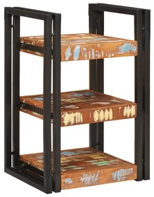 vidaXL Κομοδίνο Καφέ και μαύρο 38 x 33 x 58 εκ. Ανακτημένο Στερεό Ξύλο