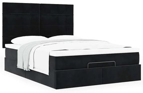 Οθωμανικό κρεβάτι με στρώματα Μαύρο 140x190cm Βελούδο 3313471