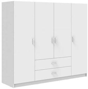 Ντουλάπα τετράφυλλη Royal  με συρτάρια λευκό 200x58x177εκ