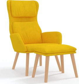vidaXL Πολυθρόνα Relax Κίτρινη Μουσταρδί Βελούδινη με Σκαμπό