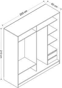 Διφυλλη Ντουλαπα Συρομενη Χρυσο KALEO 52x220x210